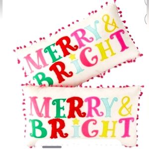 Merry & Bright colorful Christmas holiday decor pillows✨️